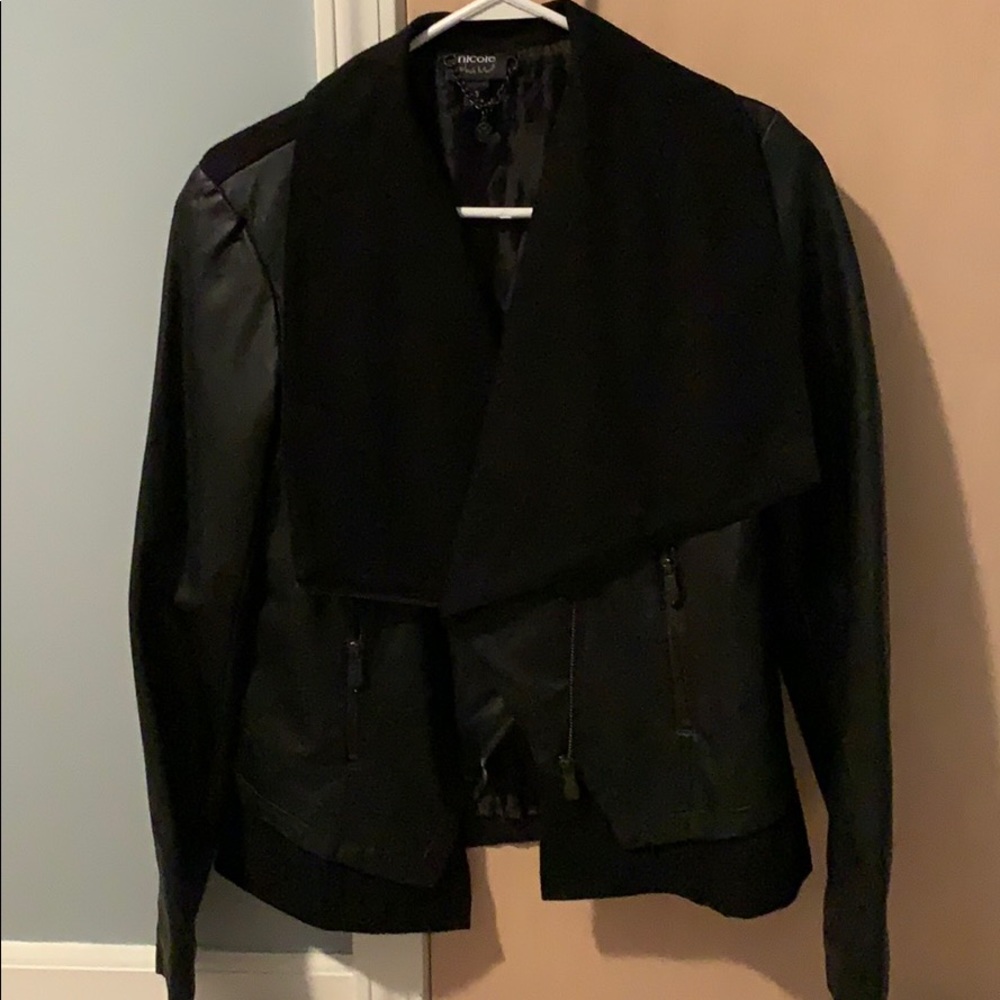 Black pleather and felt jacket - size S